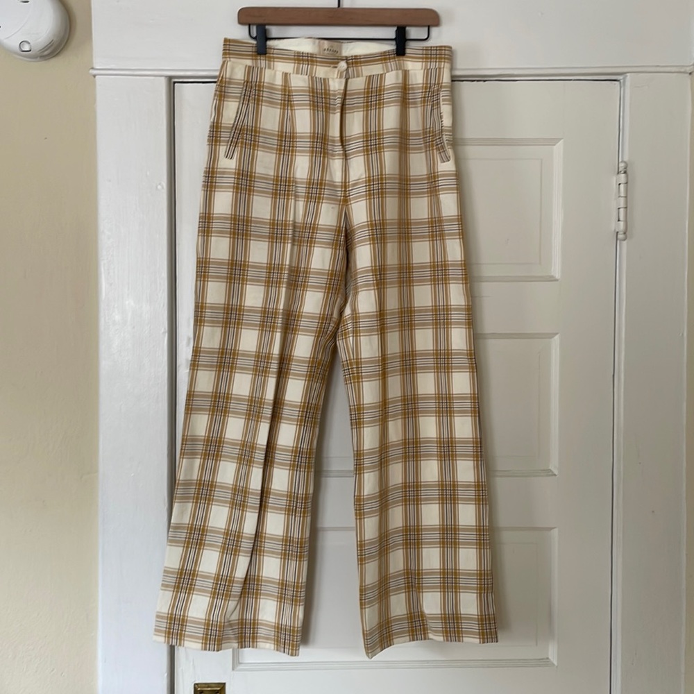Sézane Yellow Ocre Plaid Martin Pants